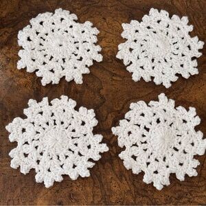 Sparkly White Snowflake Handmade Coasters - Set of 4